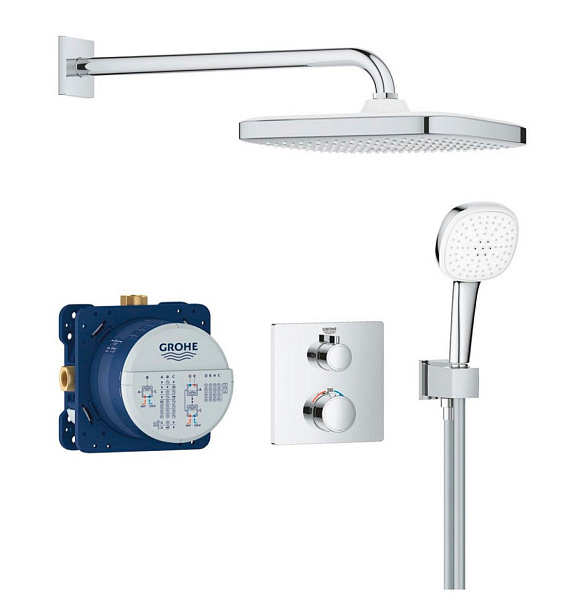 Душевая система с термостатом встроенным GROHE Grohtherm Tempesta 250 Cube (34871000)
