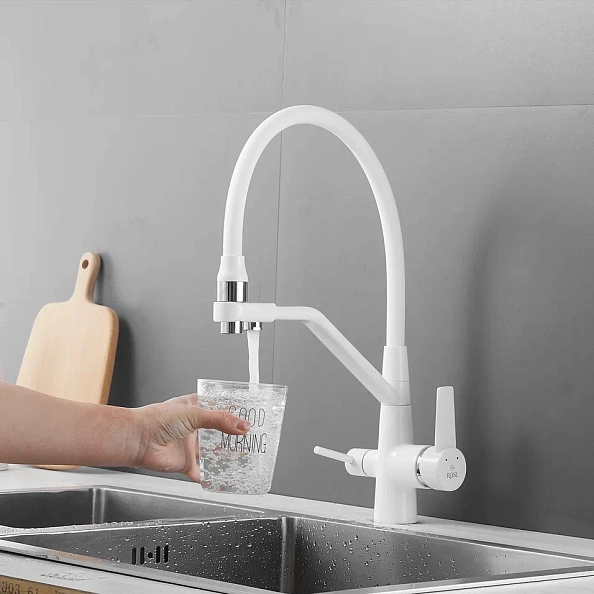 Смеситель для кухни Rose R558C, белый