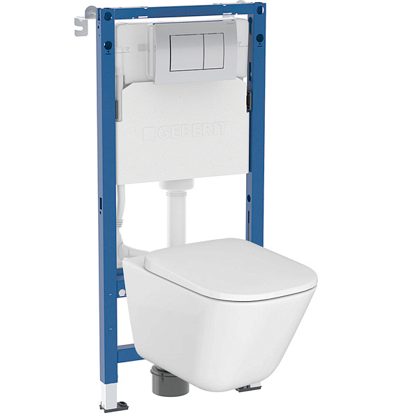 Комплект инсталляция и унитаз подвесной безободковый Geberit Delta The Gap, белый (458.163.21.R2)