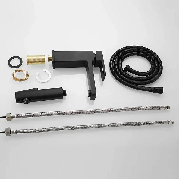 Смеситель для раковины с гигиеническим душем Shevanik S8271H, черный