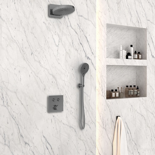 Душевой комплект Vincea VSFW-4I211GM встраиваемый, вороненая сталь