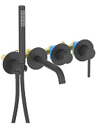 AQ1344MB ЕВРОПА смеситель для ванны встроенный (внешняя и скрытая часть), матовый черный