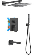 AQ1473MB ЛИРА Set 4 в 1 душевой комплект 3 режима, матовый черный