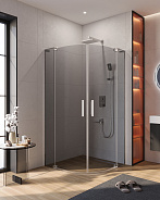 Душевой уголок Cezares Slider 90x90x195 мм, полукруглый, хром (SLIDER-R-2-90/100-GRIGIO-Cr)