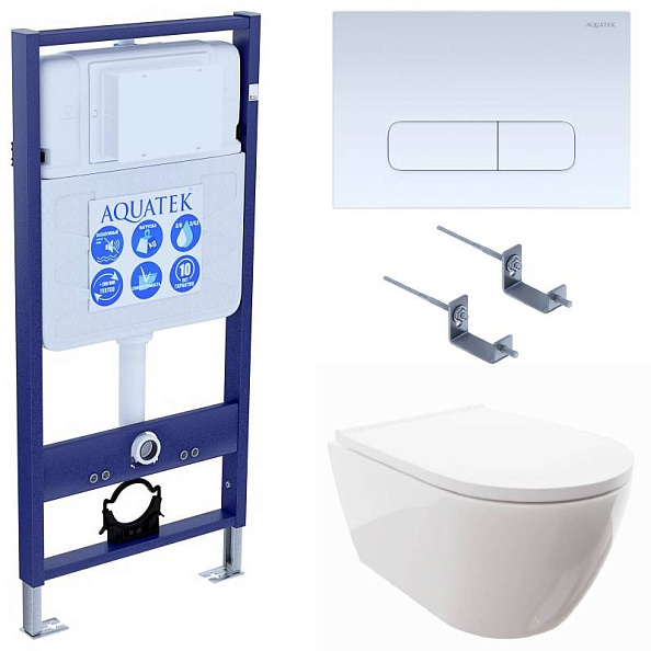 SET AQUATEK ПОЛАРИС (рама AQUATEK Standard INS-0000012+унитаз ПОЛАРИС AQ0700-00 с тонким сиденьем soft-close+ крепеж KKI-0000002 +панель KDI-0000013)