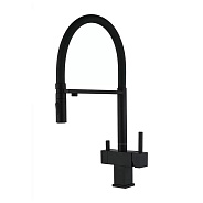 Смеситель для кухни с гибким изливом и подключением фильтра Grocenberg GB4098BL, черный