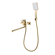 Смеситель Prohanss для ванны и душа универсальный поворотный излив 30 см, золотой сатин (P62.22.03)