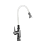 Смеситель для кухни с гибким изливом и режимом душ Fmark FS8277Q-02, графит/белый