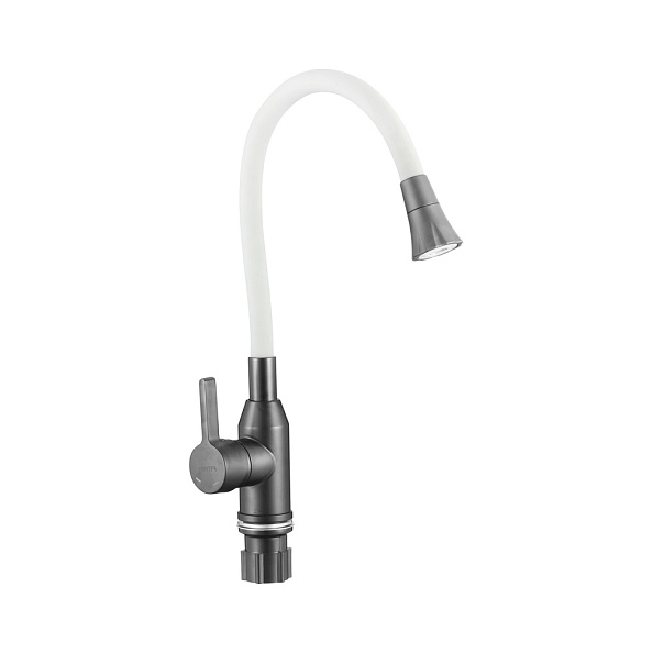 Смеситель для кухни с гибким изливом и режимом душ Fmark FS8277Q-02, графит/белый