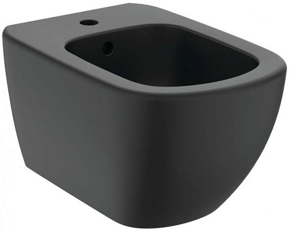 T3552V3 Ideal Standard TESI Подвесное биде, с отверстием под смеситель, с отверстием перелива, с крепежом TT0299598(для скрытого монтажа)Silk Black (Черный матовый)