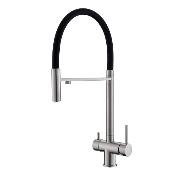 Смеситель для кухни с гибким изливом и подключением фильтра Maretti Calabria S CAS31RGF19, сатин