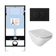 E21775RU-BL Унитаз c инсталляцией Modern Life, сиденье тонкое микролифт, панель для двойного смыва, матовый черный (E36495-NF+E36496-BL+E77725+E77168)