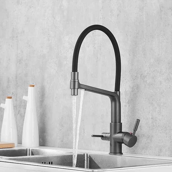 Смеситель для кухни Rose R658Y, пепельный