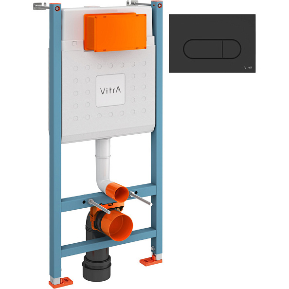 800-1874 Комплект Vitra: инсталляция Core 732-5800-01 и панель смыва Root R 740-2211 цвет черн мат, 3/6 л, глубина установки 12 см. Все крепежи в комплекте