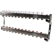 Коллектор Rommer 1"x3/4" на 12 контуров с запорными клапанами (нерж. сталь) (RMS-3201-000012)