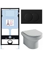 E21743RU-BL Унитаз c инсталляцией Elite, сиденье тонкое микролифт, панель для двойного смыва, матовый черный (E36495-NF+E36496-BL+EDX114RU)
