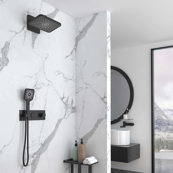 Душевой комплект Vincea VSFW-422TI4MB встраиваемый, термостатический, двухрежимный, черный
