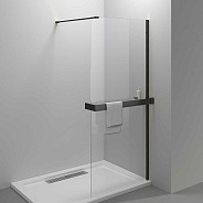 Душевая перегородка Vincea Walk-In HR (VSW-4HR100CLB) 1000х2000 мм, черный, стекло прозрачное