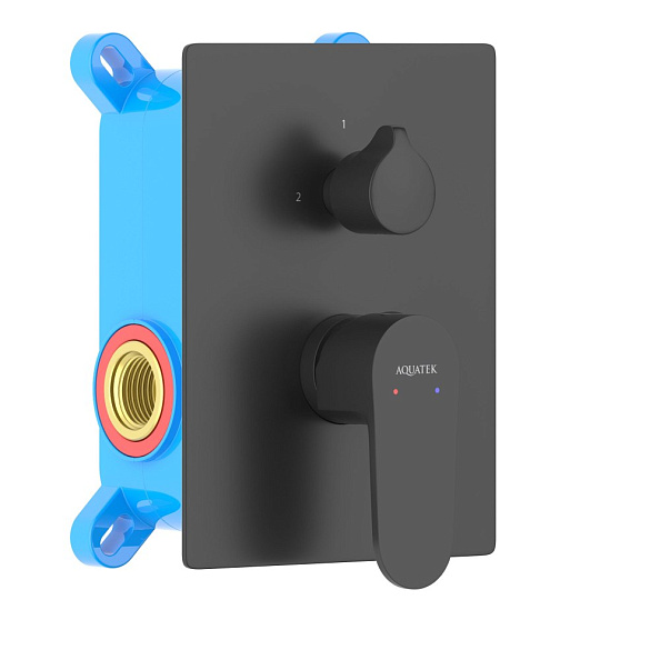 Смеситель для ванны 2 режима (внешняя и скрытая часть) AQUATEK ОБЕРОН, матовый черный AQ1246MB
