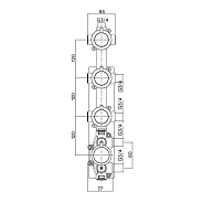 Внутренняя часть Quadro design FixKit, назначение-смеситель для душа термостатический с 3-мя запорными вентилями, сталь брашированная (ст.арт.IN050) (IN050)