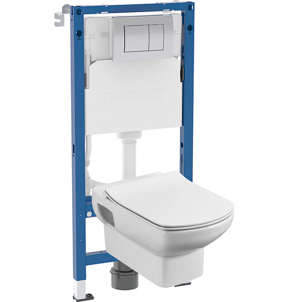 Комплект инсталляция и унитаз подвесной стандартные Geberit Delta Dama Senso, белый (458.163.21.R1)