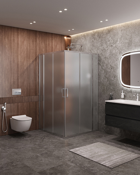 Душевой уголок Cezares Molveno 110x110x195 мм, квадратный, хром (MOLVENO-A-22-90+20-P-Cr)