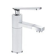 Смеситель для раковины с поворотным носиком Shevanik S6601F, белый/хром