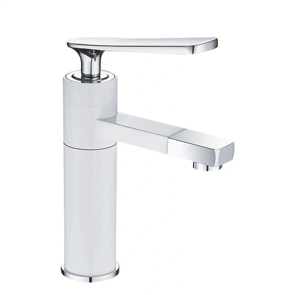 Смеситель для раковины с поворотным носиком Shevanik S6601F, белый/хром