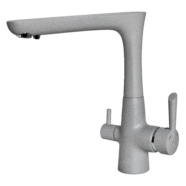 Смеситель для кухни с подключением фильтра GranFest 3223, серый