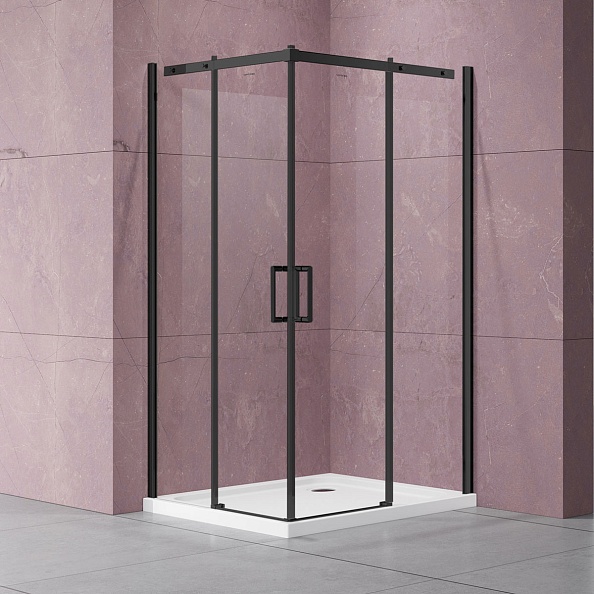 Душевой уголок Vincea Dice (VSS-4D100CLB) 1000х1000 мм, черный, стекло прозрачное