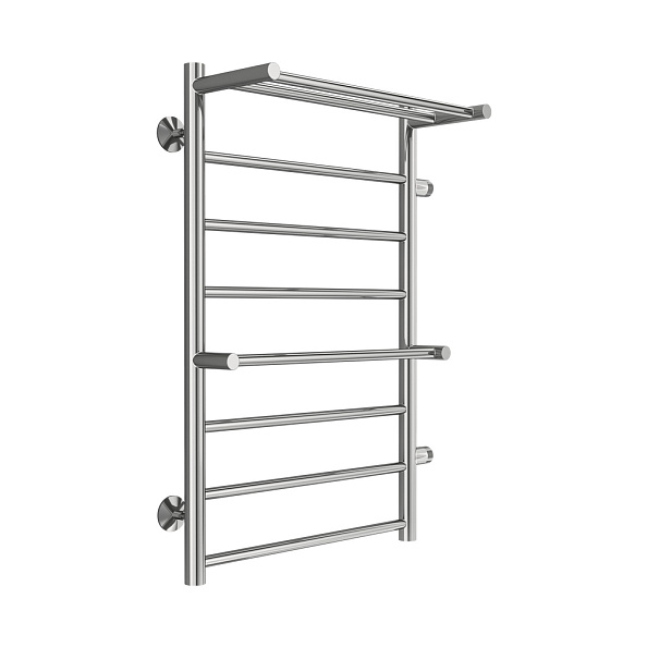 Полотенцесушитель водяной с полкой (правое подключение) Terminus Аврора П8 50х80, хром