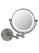 AQ4912BGM зеркало косметическое настенное с подсветкой 5х, оружейная сталь