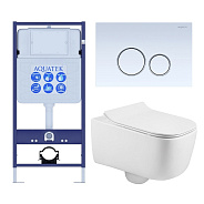 SET AQUATEK ЛУГАНО-015 4в1 (рама AQUATEK Standard INS-0000012+ кркпеж KKI-0000002+клавиша KDI-0000015+унитаз ЛУГАНО AQ2002-00 с тонким сиденьем soft-c