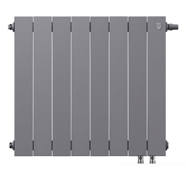 Биметаллический радиатор Royal Thermo PianoForte 500 Silver Satin VDR 8 секций, с нижним подключением