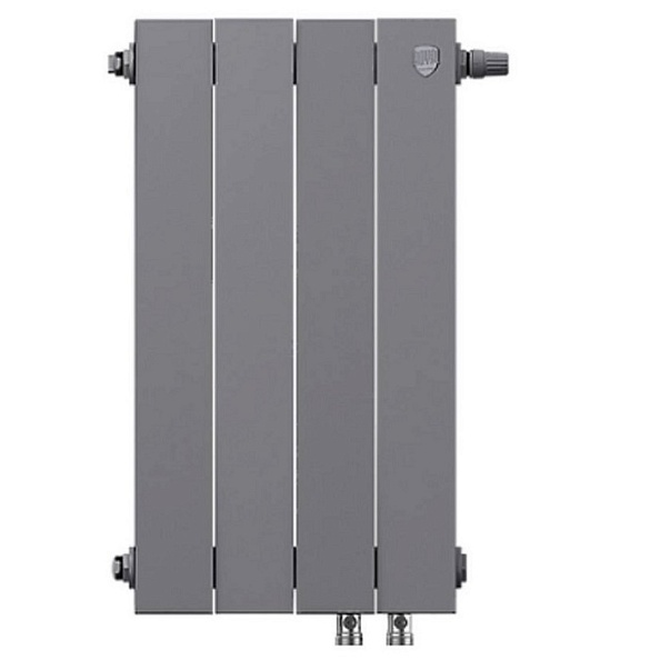 Биметаллический радиатор Royal Thermo PianoForte 500 Silver Satin VDR 4 секции, с нижним подключением