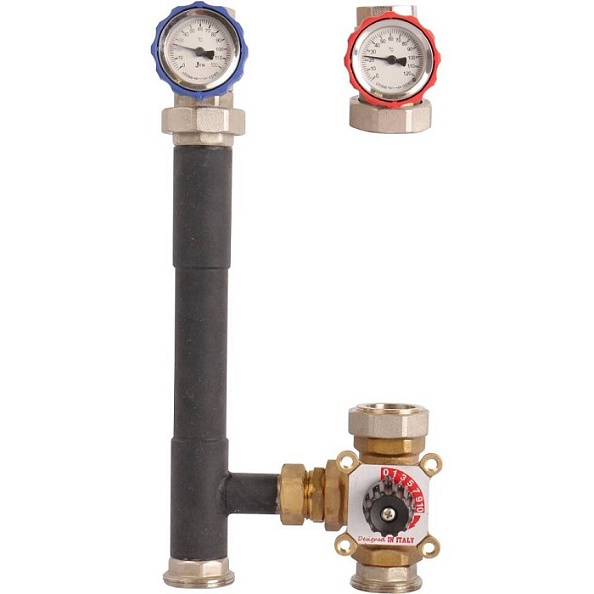 Насосная группа Rommer с трехходовым приводным смесителем 1" без насоса (RDG-0003-012501)