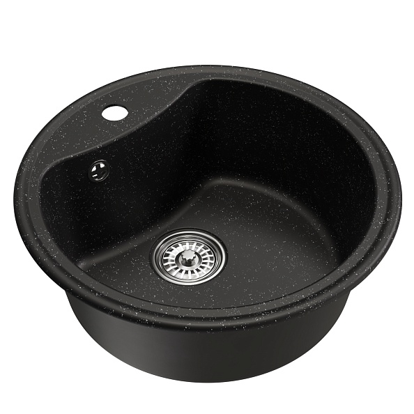 Мойка MIXLINE ML-GM09 круглая, черная (308), 510 мм (глуб. чаши 190) NEW (551797)