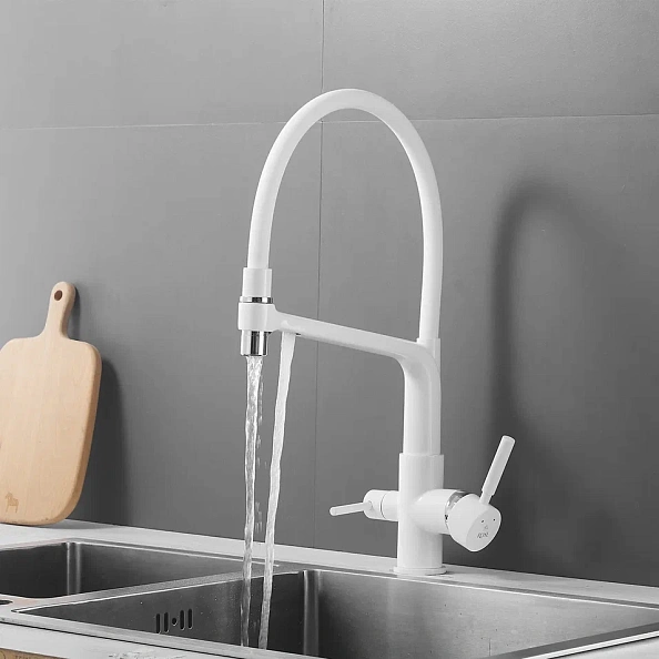 Смеситель для кухни Rose R658C, белый