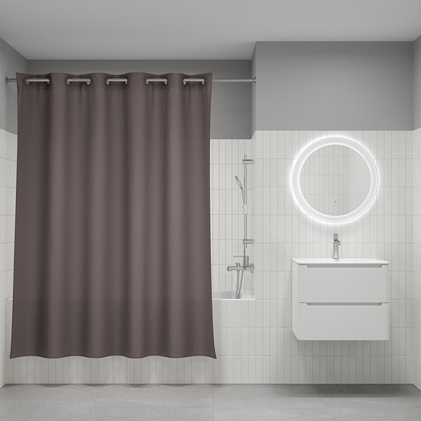 Штора для ванной IDDIS Бэйс (Base) 200x180 см, полиэстер, коричневый (TS03P18i11)