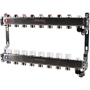 Коллектор Rommer 1"x3/4" на 8 контуров с запорными клапанами (нерж. сталь) (RMS-3201-000008)