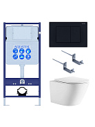 SET AQUATEK ЛИБЕРТИ-012 4в1 (рама AQUATEK Standard INS-0000012+крепёж KKI-0000002+клавиша KDI-0000012+унитаз ЛИБЕРТИ AQ1999T-00 с тонким сиденьем sc)