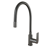 Смеситель для кухни 35к MIXLINE МЛ33-098Г(ML33-098GR) "Сити" гибкий излив боковая ручка б/отв ГРАФИТ (556597)