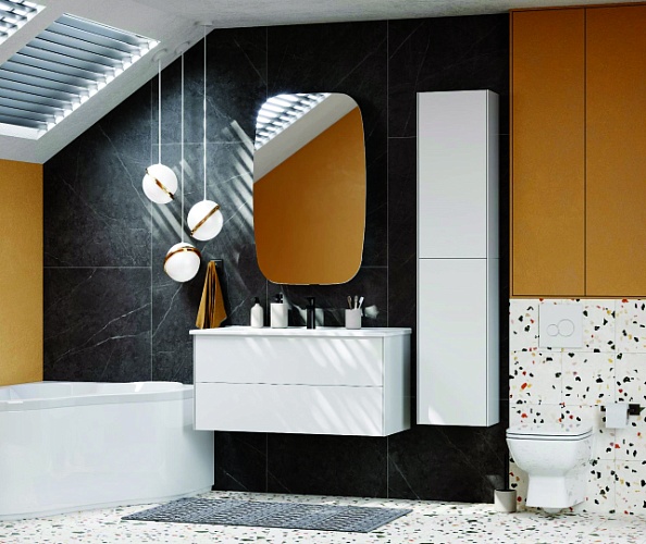 1A2582K2AJ010 Набор AQUATON: 1A258201AJ010 Тумба-умывальник Сохо 100 Белый глянец/ 1WH501627 РаковинаЭлина 100