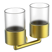 Стакан для зубных щеток с держателем Raglo R320.08.03 двойной,сатин золотой