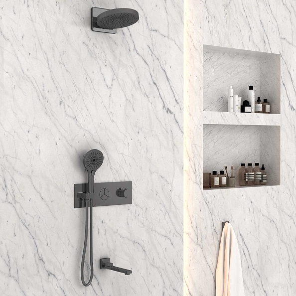 Душевой комплект Vincea VSFW-432TI1GM встраиваемый, вороненая сталь