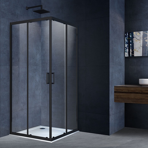 Душевой уголок Vincea Alpha (VSS-3AL900CLB) 900х900 мм, черный, стекло прозрачное