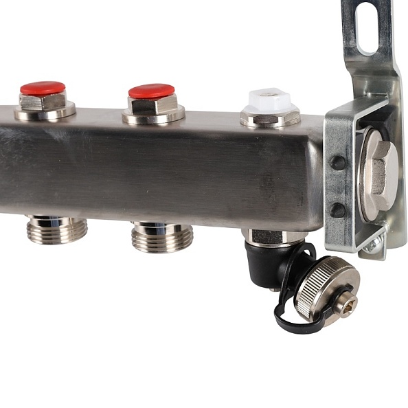 Коллектор Rommer 1"x3/4" на 6 контуров с запорными клапанами (нерж. сталь) (RMS-3201-000006)