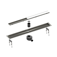 Душевой лоток TIMO Drain System 600 с двусторонней панелью "plate" под плитку, черное золото (DS230206/18)