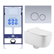 SET AQUATEK ЛУГАНО-019 4в1 (рама AQUATEK Standard INS-0000012+ кркпеж KKI-0000002+клавиша KDI-0000019+унитаз ЛУГАНО AQ2002-00 с тонким сиденьем soft-c