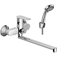 S35-35 Смеситель одноручный (35мм) универсальный с поворотным изливом 350 мм, кнопочный дивертор, хр